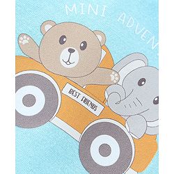 Babyhug 100% Cotton Knit Sleeveless Sandos Striped Animal & Bus Print Pack of 3 - Multicolour