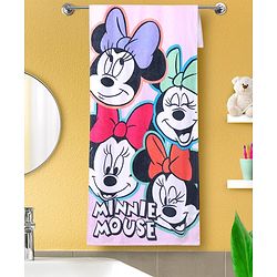Babyhug Disney Minnie Mouse Digital Printed Towel  L 101.6 x B 76.2 cm - Light Pink