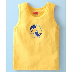 Babyhug 100% Cotton Knit Sleeveless Striped & Whale Printed Sando Pack of 3 - Multicolour