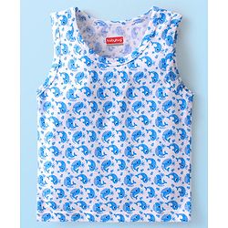 Babyhug 100% Cotton Knit Sleeveless Striped & Whale Printed Sando Pack of 3 - Multicolour