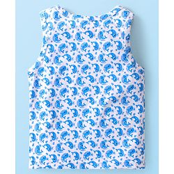 Babyhug 100% Cotton Knit Sleeveless Striped & Whale Printed Sando Pack of 3 - Multicolour