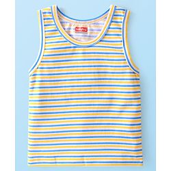 Babyhug 100% Cotton Knit Sleeveless Striped & Whale Printed Sando Pack of 3 - Multicolour