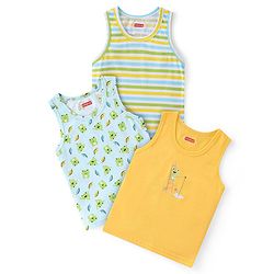 Babyhug 100% Cotton Knit Sleeveless Striped Sando Pack of 3 - Multicolour
