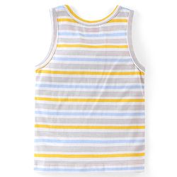 Babyhug 100% Cotton Single Jersey Sleeveless Vests Striped & Basketball Print Pack Of 3 - Multicolor