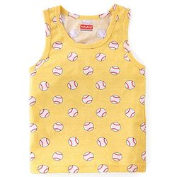 Babyhug 100% Cotton Single Jersey Sleeveless Vests Striped & Basketball Print Pack Of 3 - Multicolor