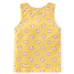 Babyhug 100% Cotton Single Jersey Sleeveless Vests Striped & Basketball Print Pack Of 3 - Multicolor