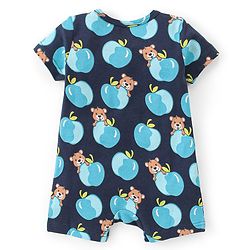 Babyhug 100% Cotton Knit Half Sleeves Romper With Bear Print Pack of 2 - Blue
