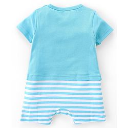 Babyhug 100% Cotton Knit Half Sleeves Romper With Bear Print Pack of 2 - Blue