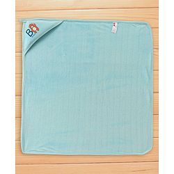 Babyhug Cotton Interlock Two Layer Hooded Towel Bear Print L 76 x B 76 cm - Blue