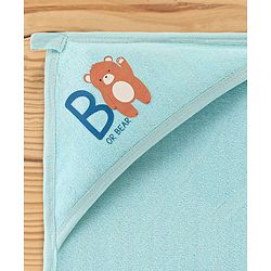 Babyhug Cotton Interlock Two Layer Hooded Towel Bear Print L 76 x B 76 cm - Blue