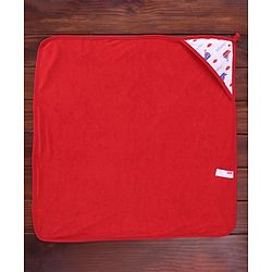 Babyhug Cotton Interlock Two Layer Hooded Towel Ship Print L 76.2 x B 76.2 cm - Red