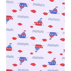 Babyhug Cotton Interlock Two Layer Hooded Towel Ship Print L 76.2 x B 76.2 cm - Red