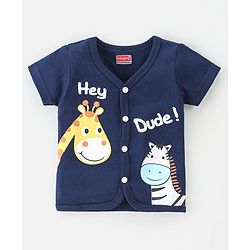 Babyhug 100% Cotton Knit Half Sleeves Front Open Vests Animal Print Pack of 3 - Multicolor