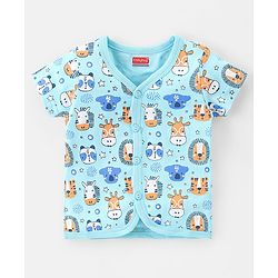 Babyhug 100% Cotton Knit Half Sleeves Front Open Vests Animal Print Pack of 3 - Multicolor