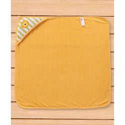 Babyhug Cotton Two Layer Hooded Towel Stripes Print - Green