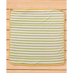 Babyhug Cotton Two Layer Hooded Towel Stripes Print - Green