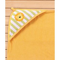 Babyhug Cotton Two Layer Hooded Towel Stripes Print - Green