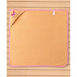 Babyhug Hooded Towel Two Layer Butterfly Print L 76.2 x B 76.2 cm - Pink & Orange