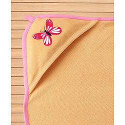 Babyhug Hooded Towel Two Layer Butterfly Print L 76.2 x B 76.2 cm - Pink & Orange
