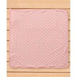 Babyhug Cotton Two Layer Hooded Towel Polka Dots Print L 76 x B 76 cm - Pink