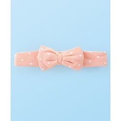 Babyhug 100% Cotton Knit Sleeveless  Onesie With Headband Polka Dot Print & Bow Applique - Peach