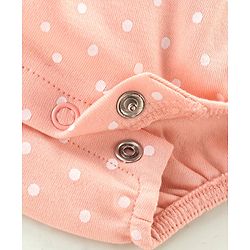 Babyhug 100% Cotton Knit Sleeveless  Onesie With Headband Polka Dot Print & Bow Applique - Peach