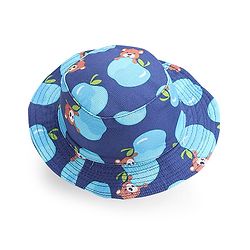 Babyhug Cotton Woven Two Layer Bucket Hat Bear Print - Navy Blue