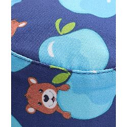 Babyhug Cotton Woven Two Layer Bucket Hat Bear Print - Navy Blue