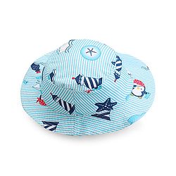 Babyhug Cotton Bucket Hat Penguin Print - Blue