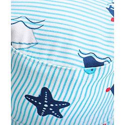 Babyhug Cotton Bucket Hat Penguin Print - Blue