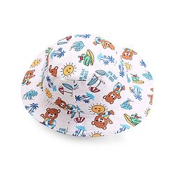 Babyhug Cotton Woven Two Layer Bucket Hat Bear Print - Multicolor