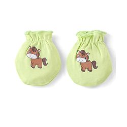 Babyhug 100% Cotton Mittens Pony Print Pack Of 3 - Multicolour