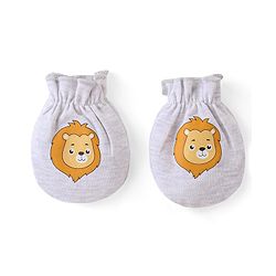 Babyhug 100% Cotton Mittens Lion Print Pack Of 3 - Multicolour