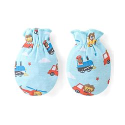 Babyhug 100% Cotton Mittens Set Striped Text & Vehicle Print Pack of 3 - Multicolour