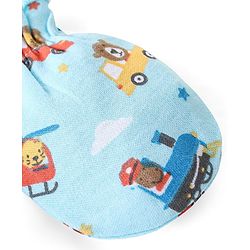 Babyhug 100% Cotton Mittens Set Striped Text & Vehicle Print Pack of 3 - Multicolour