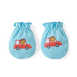 Babyhug 100% Cotton Mittens Lion Print Pack Of 3 - Multicolour