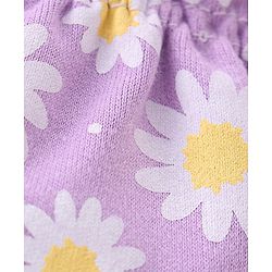 Babyhug 100% Cotton Knit Mittens & Booties Set Floral Print - Purple