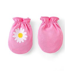 Babyhug 100% Cotton Knit Mittens & Booties Set Floral Print- Pink