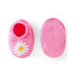 Babyhug 100% Cotton Knit Mittens & Booties Set Floral Print- Pink