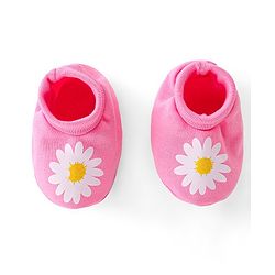 Babyhug 100% Cotton Knit Mittens & Booties Set Floral Print- Pink