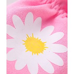 Babyhug 100% Cotton Knit Mittens & Booties Set Floral Print- Pink