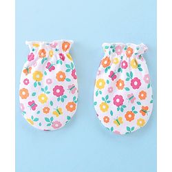 Babyhug 100% Cotton Mittens & Booties Set Floral Print - Multicolour