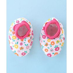 Babyhug 100% Cotton Mittens & Booties Set Floral Print - Multicolour