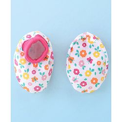 Babyhug 100% Cotton Mittens & Booties Set Floral Print - Multicolour