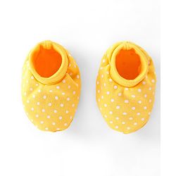 Babyhug 100% Cotton Knit Mittens & Booties Set Dot Print - Yellow