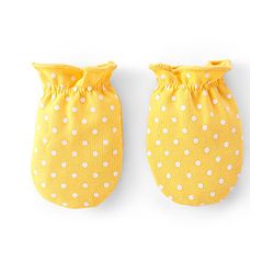 Babyhug 100% Cotton Knit Mittens & Booties Set Dot Print - Yellow