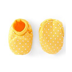Babyhug 100% Cotton Knit Mittens & Booties Set Dot Print - Yellow