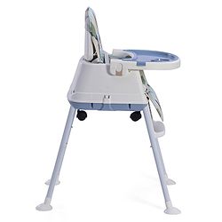 Babyhug 3 in 1 Eat & Grow Convertible High Chair - Blue| High Chair, Feeding Chair & Booster Chair| Adjustable Double Food Tray| Removable PU Leather Seat| Safety Harness| Removable Footrest