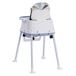 Babyhug 3 in 1 Eat & Grow Convertible High Chair - Blue| High Chair, Feeding Chair & Booster Chair| Adjustable Double Food Tray| Removable PU Leather Seat| Safety Harness| Removable Footrest