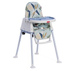 Babyhug 3 in 1 Eat & Grow Convertible High Chair - Blue| High Chair, Feeding Chair & Booster Chair| Adjustable Double Food Tray| Removable PU Leather Seat| Safety Harness| Removable Footrest